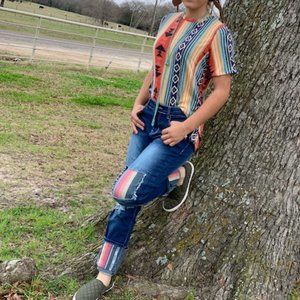 Serape Patch Boyfriend Jean